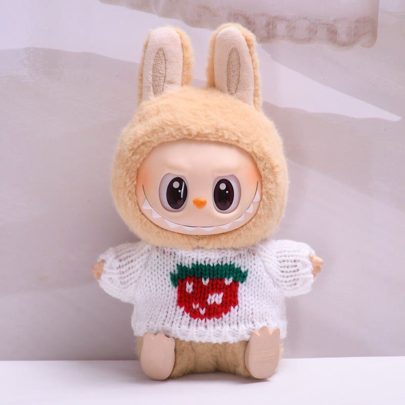 Labubu Doll Strawberry & Star Sweater Outfit for Pendant Dolls