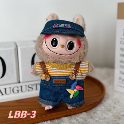 15-17cm labubu Sitting Party Doll Clothes 17cm Vinyl Labu Cute suit Clothes Plush Play