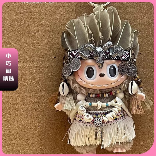 17cm Labubu Doll Indian Suit Clothes - Handmade Vinyl Outfit