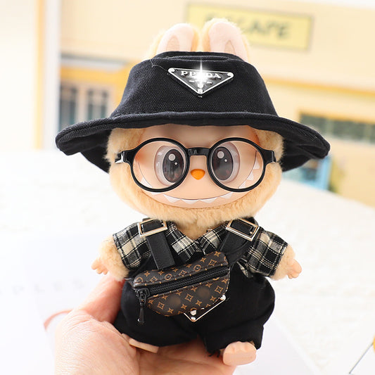 Generation II 17cm Labubu Labubu Doll Vinyl Blind Box Pendant Sitting Party Fashion suit Hat Shoes