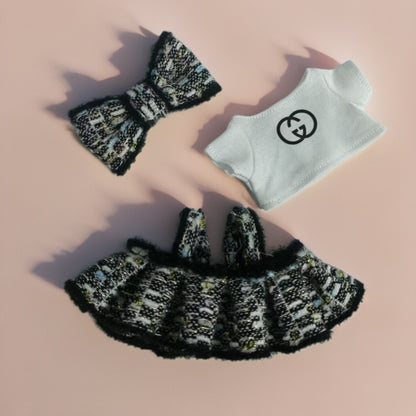 Labubu Blind Box Rags Clothes Chanel Strap Skirt T-shirt Printed T-suit Free Wear Clothes