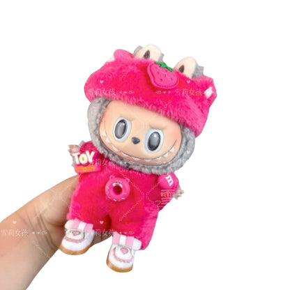 Labubu Doll Outfit - 17cm Baby Clothes with Straw Hat & Sling Dress
