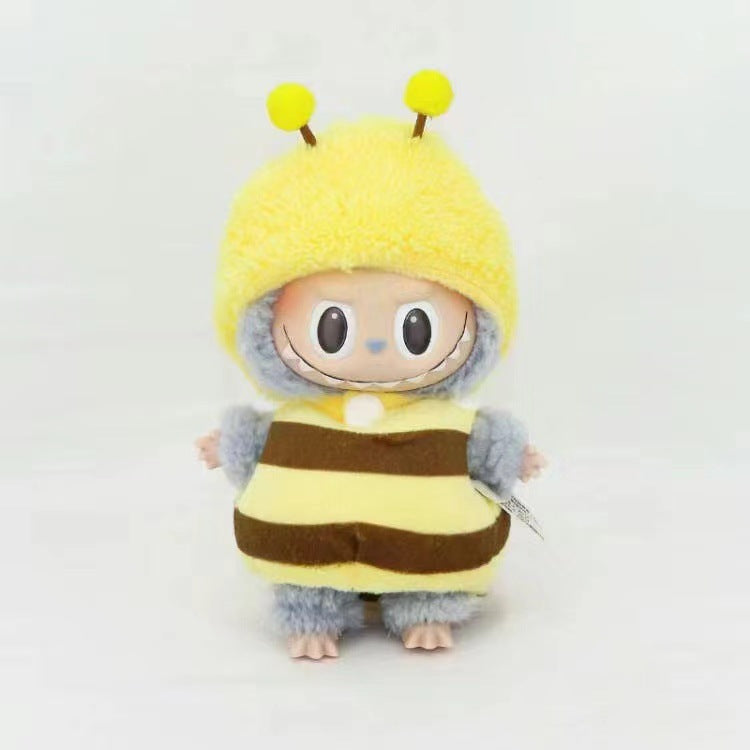 Only clothes] 17CM cloth cloth clothes key chain LABUBU big ear dog powder pig elk suit pendant in stock