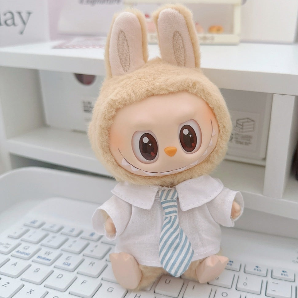 17cm Plush Doll Pendant 10cm Cotton Doll Knitted Vest College Style Office Suit Workwear Doll Clothes