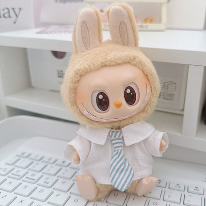 17cm Plush Doll Pendant 10cm Cotton Doll Knitted Vest College Style Office Suit Workwear Doll Clothes