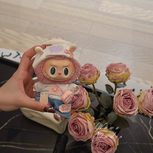 Clothes Only] 17cm Labubu Clothes Pendant Replacement Bunny Overalls Suitable for Labubu Baby Clothes Replacement