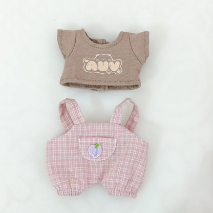 Labubu Doll Summer Outfit Set with Straw Hat & Canvas Shoes