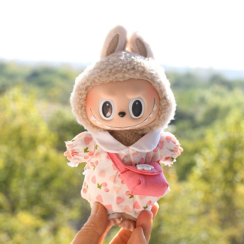 Only baby clothes] 17cm blind box cloth hanging clothes bear corduroy suspenders pants T-shirt key chain baby clothes