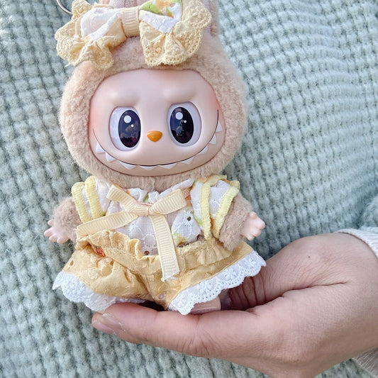 Clothes Only] One or Two Generation Blind Box Labubu Doll Clothes Pendant LABUBU suit for Yellow jumpsuit