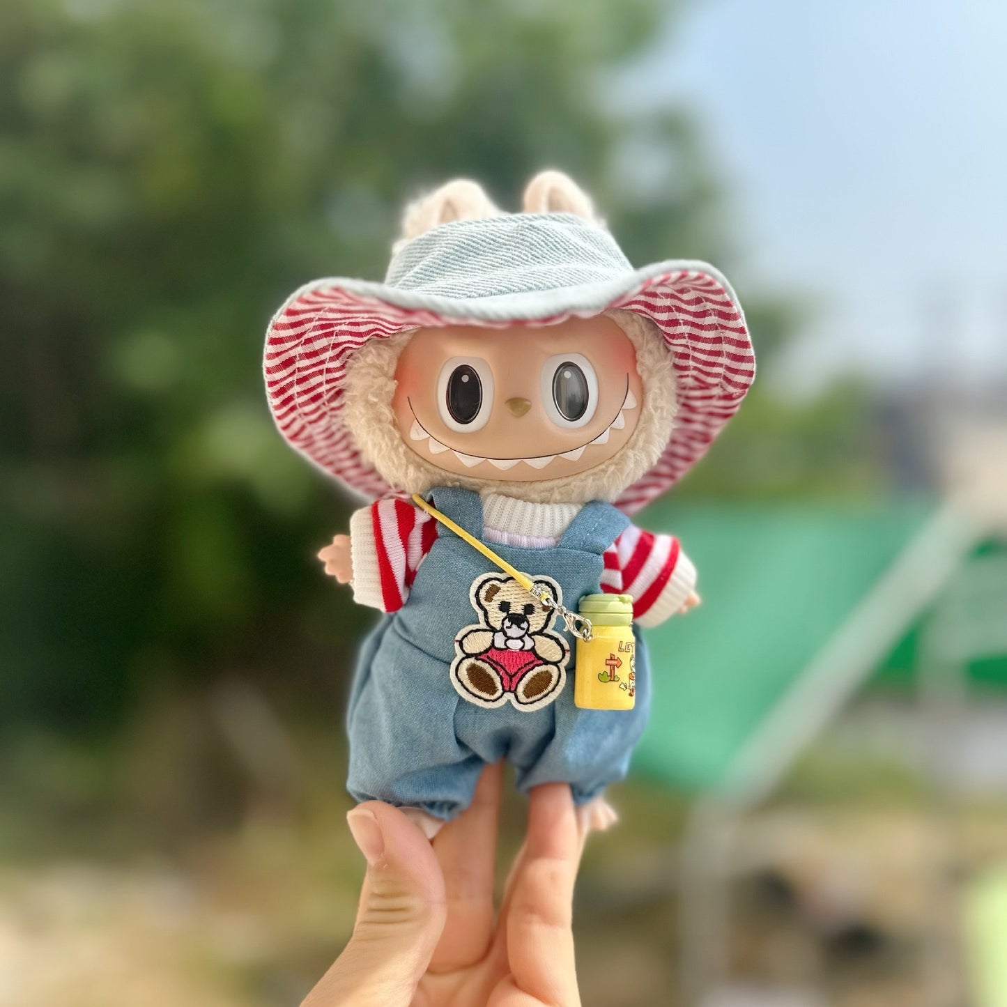Only clothes] 17CM blind box cloth clothes pink small fragrant wind suit key chain LABUBU for blue skirt