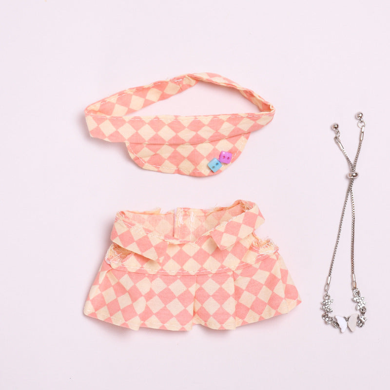 Only clothes] blind box pendant 17cm cloth clothes plaid tennis skirt suit vinyl labubu doll skirt