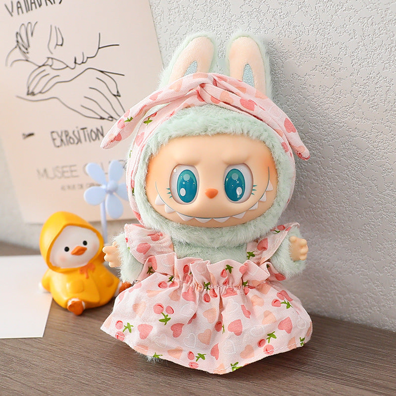 The first and second generation labubu labubu sit party vinyl doll blind box pendant doll clothes for wedding dress skirt