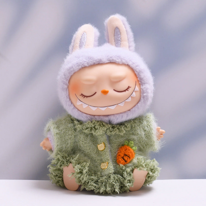 Labubu Doll Plush Jacket & Hat Outfit for 2nd Gen Pendant - Green, Pink, Brown