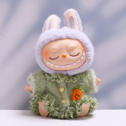Labubu Doll Plush Jacket & Hat Outfit for 2nd Gen Pendant - Green, Pink, Brown