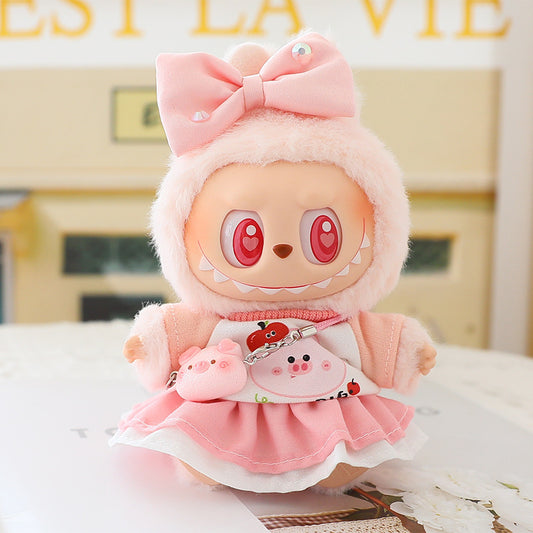 Labubu Doll Powder Skirt Sitting Party Labubu One or Two Generation Vinyl Blind Box Replacement Clothes Suspender Pants Hat Shoes