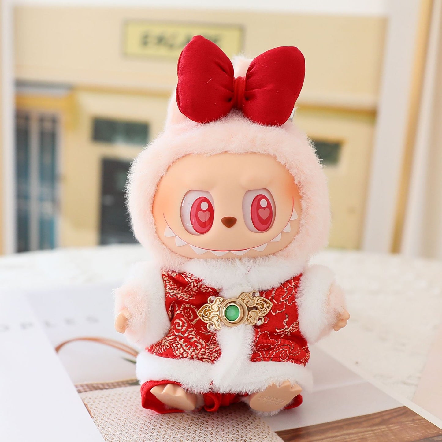17cm Labubu New Year Clothes Blind Box LABUBU Second Generation Doll Clothes Sitting Party for Tang Clothes suit