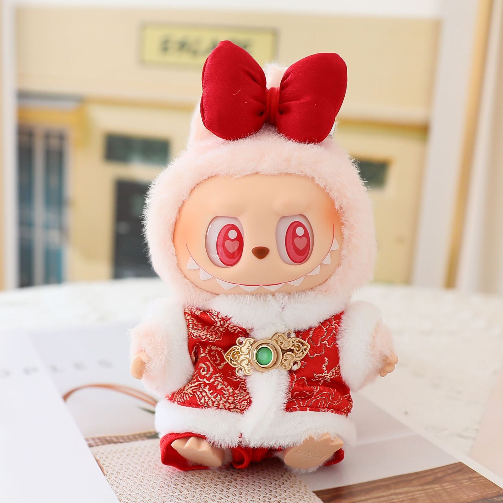 17cm Labubu New Year Clothes Blind Box LABUBU Second Generation Doll Clothes Sitting Party for Tang Clothes suit