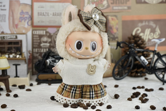 Labubu 17cm Doll Clothes Set - Heart Macaron Outfit