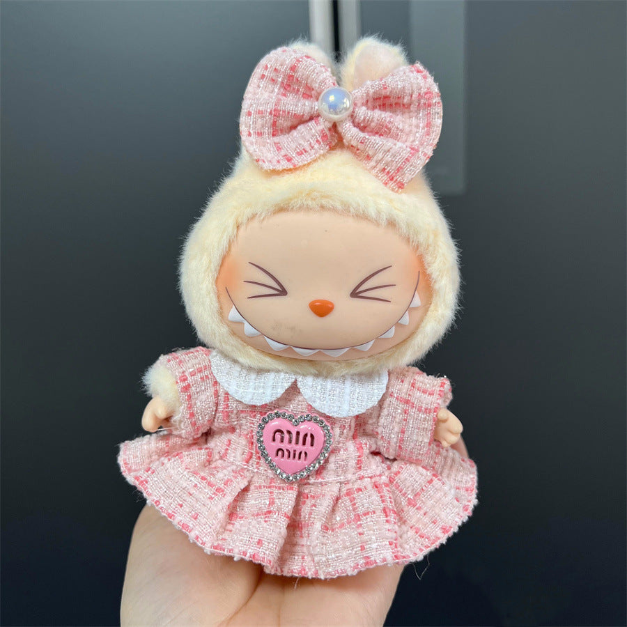 Labubu Wearable Doll Clothes 17cm Plush Cute Dress-Up Casual Outfit Skirt Fabric Clothes High Quality
