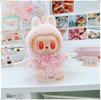 Labubu 17cm Doll Lace Bib Scarf - Pink, Yellow, Blue