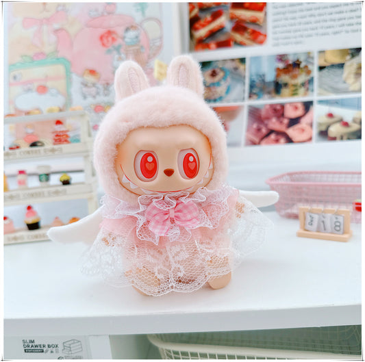 Labubu 17cm Doll Lace Bib Scarf - Pink, Yellow, Blue