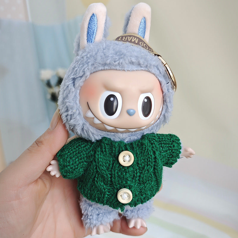 Sweater suitable for pulling cloth pendant clothes for knitted sweater 17cm labubu pendant doll clothes replacement