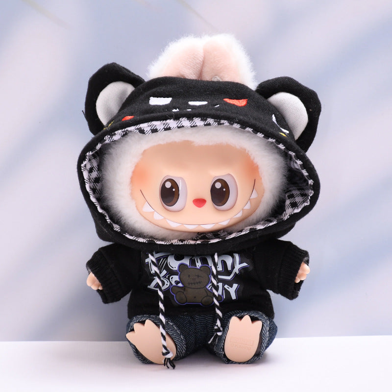 Only clothes] the first and second generation Labubu pendant clothes bear hooded vests suit cloth doll clothes