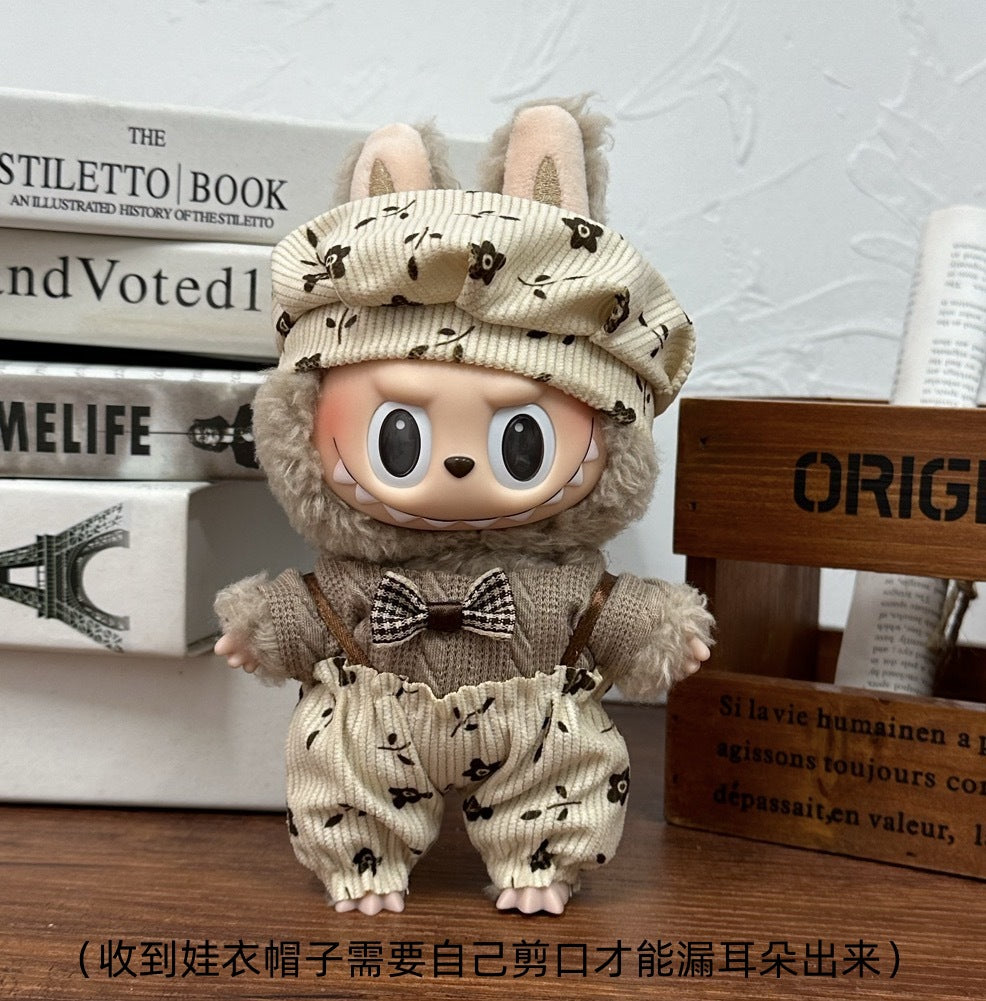Wholesale labubu doll clothes 17cm pull cloth blind box pendant one or two generation vinyl plush doll suit