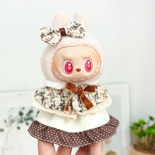 Labubu Doll Baby Clothes Set - Plaid Fragrance & Hairband Skirt