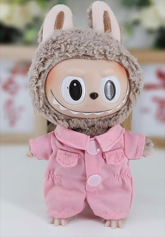 Labubu Doll Pink Jumpsuit Outfit with Accessories