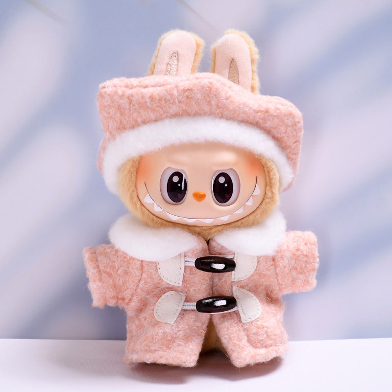 Labubu Doll Beret Coat Set - Pink & Green Outfits for 1st & 2nd Gen Pendant Dolls