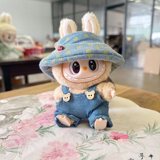Only clothes] the first and second generation of LABUBU pendant clothes blind box LABUBU for Denim small strap hat suit