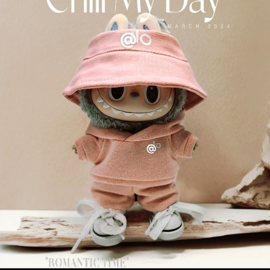 Labubu Doll Pink Outfit Set - Hat, Sweatshirt & Shorts