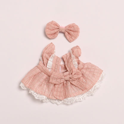 Labubu Doll Dress Outfit for 38cm Vinyl Doll - Princess Lace Skirt & Shoulder Bag