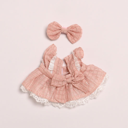 Labubu Doll Dress Outfit for 38cm Vinyl Doll - Princess Lace Skirt & Shoulder Bag