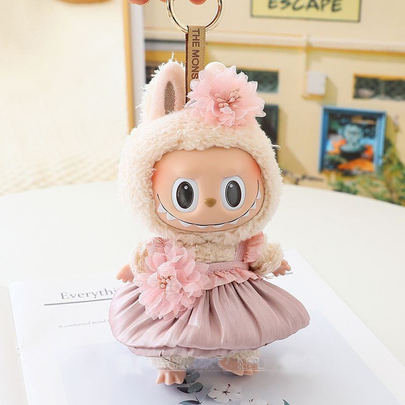The first and second generation labubu labubu sit party vinyl doll blind box pendant doll clothes for wedding dress skirt