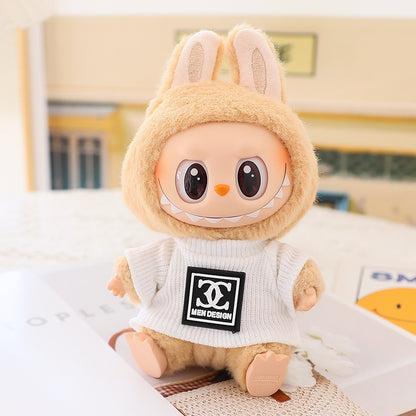 17cm labubu doll coat generation 2 labubu sitting party for leather jacket coat skirt hat shoes