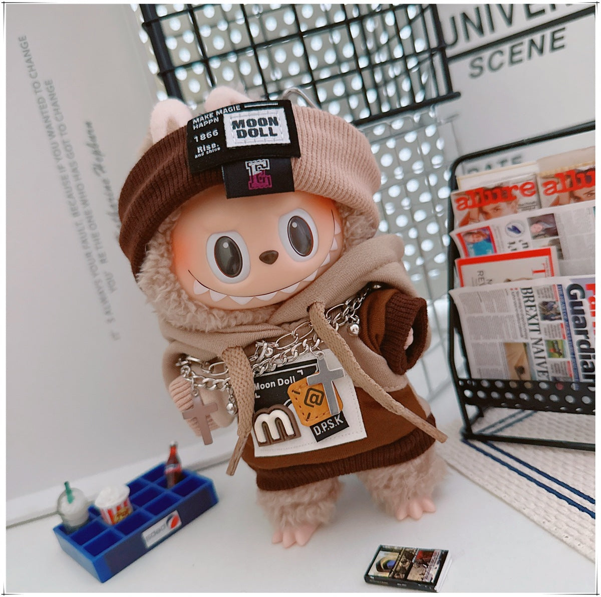 Labubu Doll Frenzy Style Outfit - Sweater & Hair Band for 17cm Vinyl Doll