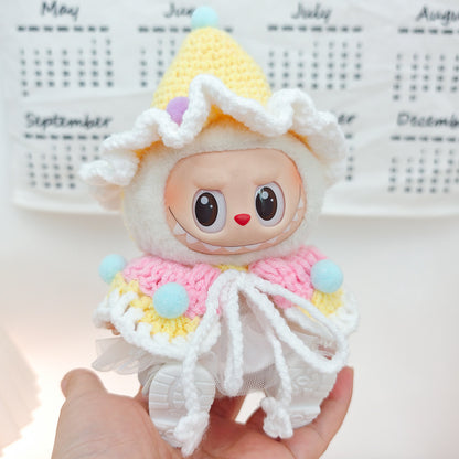 Labubu Doll Clothes Set - Sweater, Shawl & Hat for 1st-3rd Gen Pendants