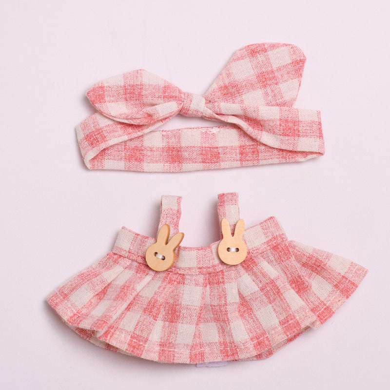 Only clothes] 15cm second generation sitting party cloth cloth pendant clothes plaid strap skirt labubu doll clothes