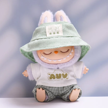 Only clothes] the first and second generation of cloth pendant plaid suspenders suit vinyl Labubu baby clothes