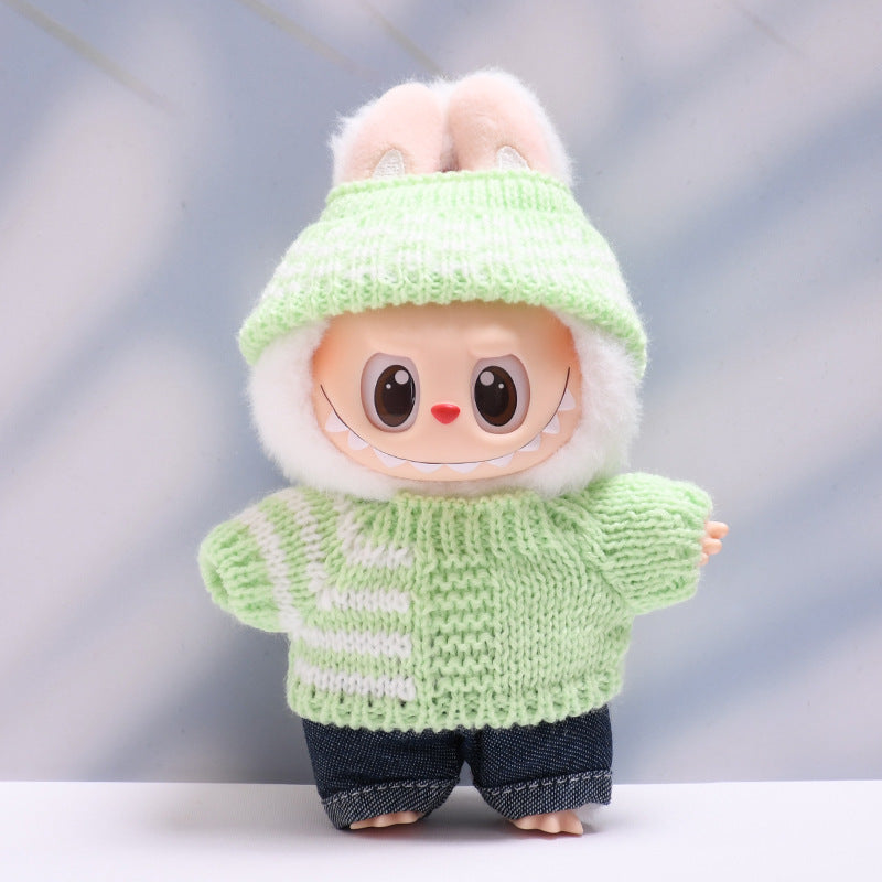 Labubu Doll Striped Sweater & Hat Outfit for 1st & 2nd Gen Pendants