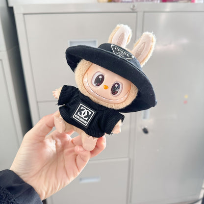 Labubu Doll Outfit - Black Hat & Double Ring T-Shirt for 1st & 2nd Gen Blind Box