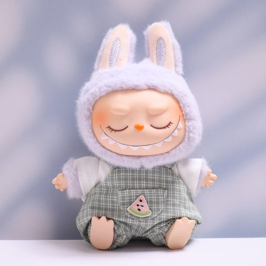 Only clothes] the first and second generation of cloth pendant plaid suspenders suit vinyl Labubu baby clothes