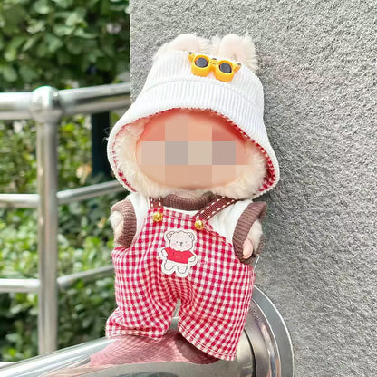 Labubu Doll Outfit - 17cm Baby Clothes Set with Bear Ear Hat