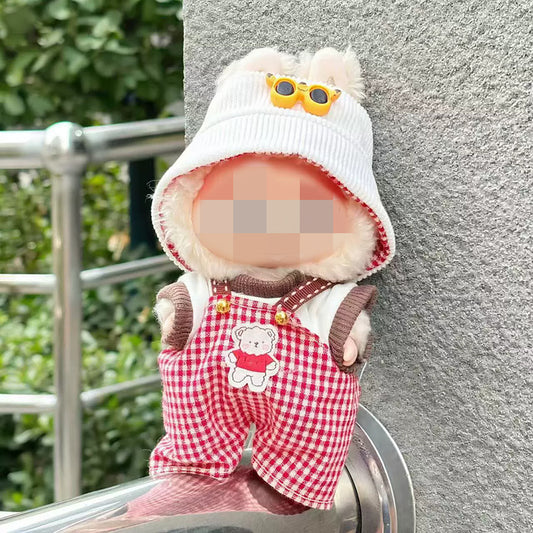 Labubu Doll Outfit - 17cm Baby Clothes Set with Bear Ear Hat