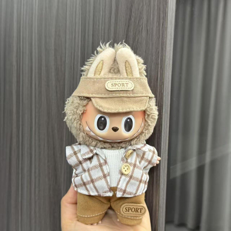 Rab cloth doll labubu17cm pendant one or two generations of vinyl plush doll suit accessories for clothes