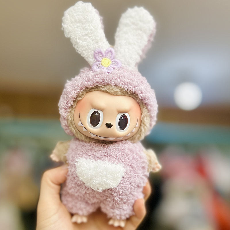 Only clothes] 17CM cloth cloth clothes key chain LABUBU big ear dog powder pig elk suit pendant spot