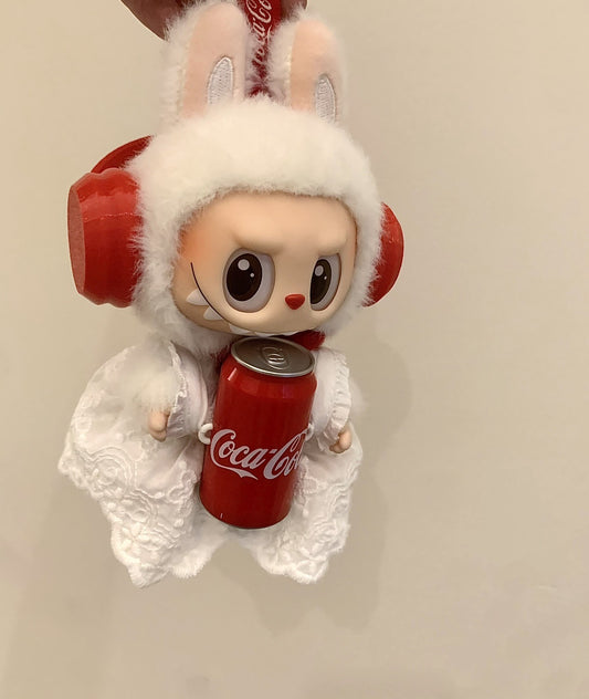 Labubu Labubu Vinyl Coca-Cola Baby Clothes First, Second and Third Generation 17cm Summer Sitting and Standing Overalls Suit