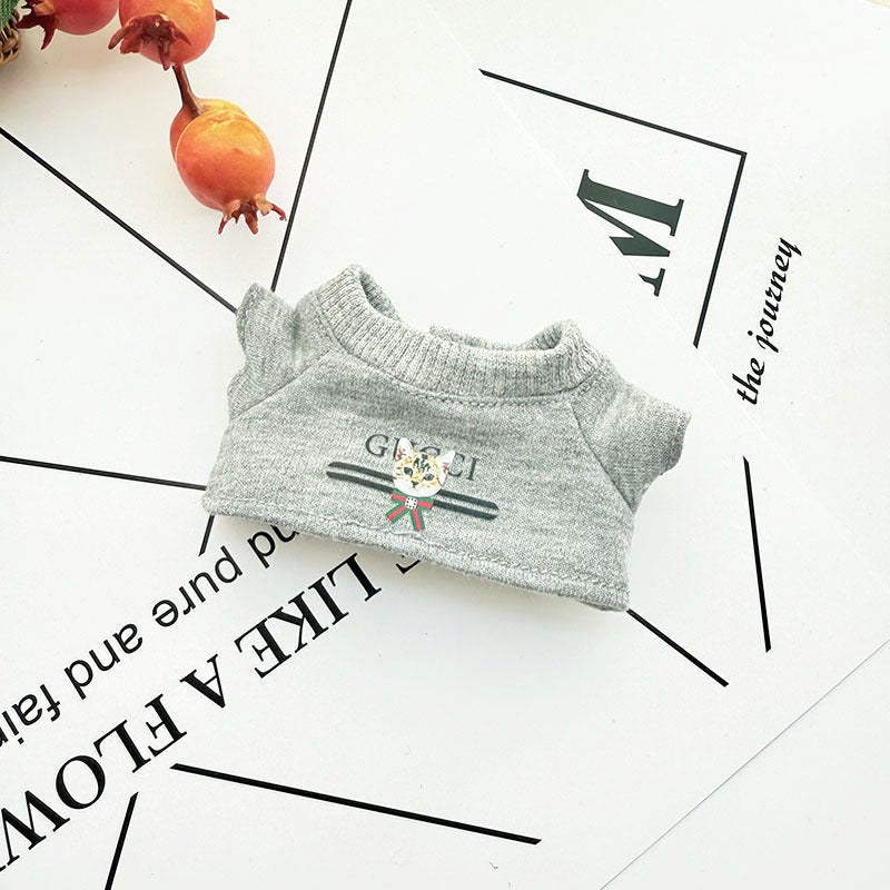 Clothes Only] 17cm Pendant Labubu Clothes Cat t Camellia Straw Hat Suit Labubu Doll Clothes